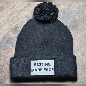 NWT Black Soft Knit Beanie With Embroidered Patch